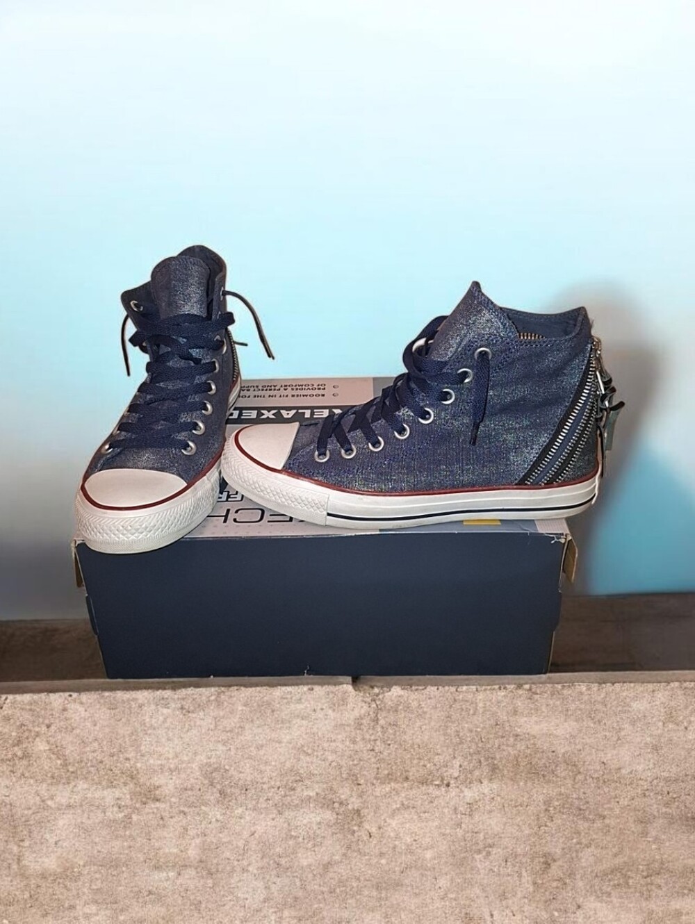 Converse Chuck Taylor All Star Tri Zip "True Blue" Sneakers Blue 8.5